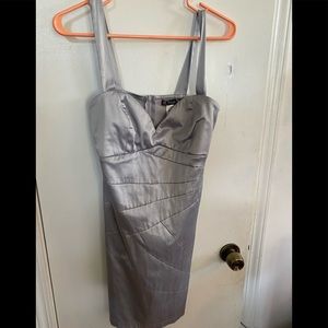 Silver mini dress by TRIXXI size 11 stretchy material; lightly padded top